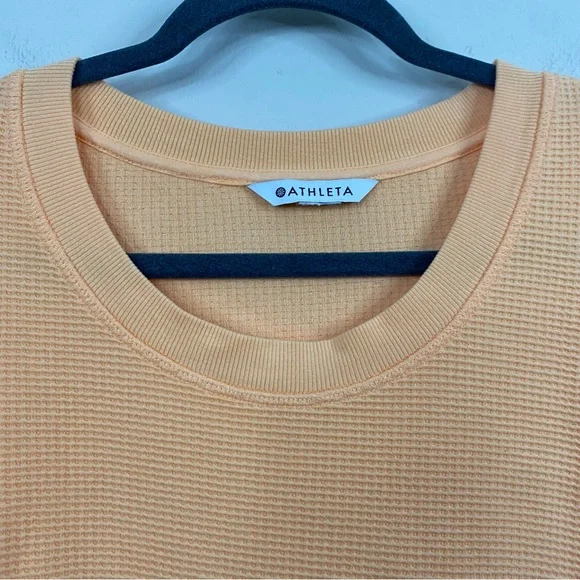 Athleta Coaster Luxe Waffle Knit Long Sleeve Sweatshirt in Orange size XL - Picture 3 of 10